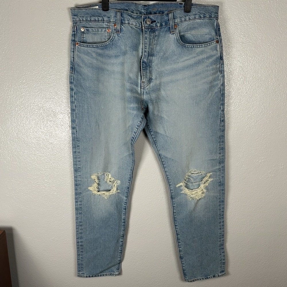 Levis Premium 512 Denim Jeans Mens Size 38X32 Distressed Light‎ Wash